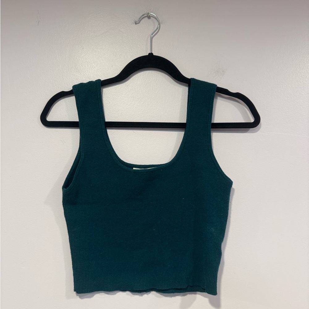 She + Sky real ribbed square neck crop tank top